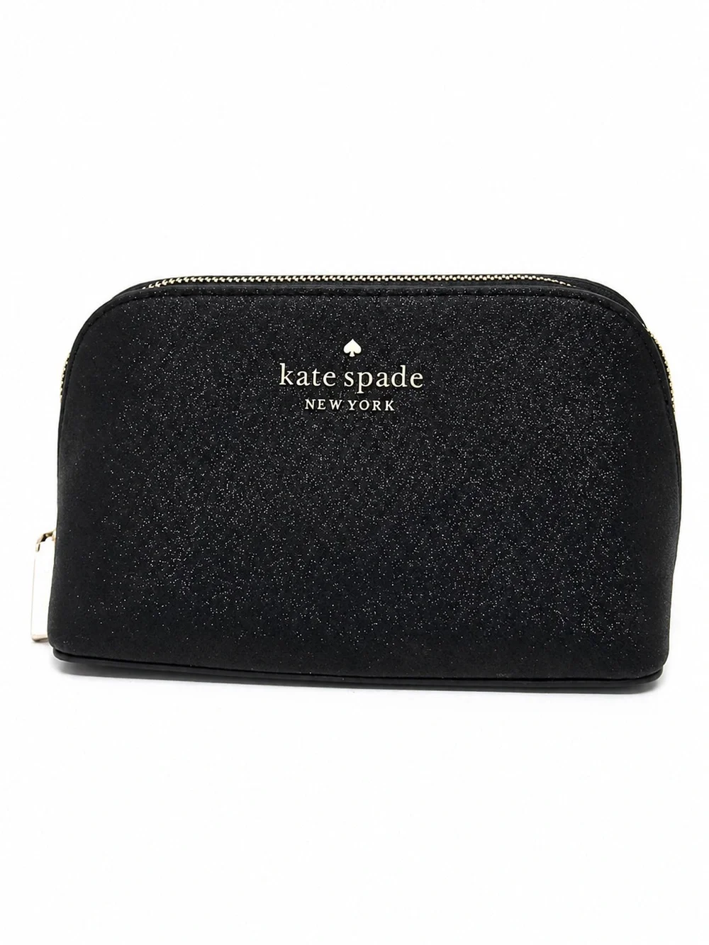 NWT Kate Spade New York Tinsel Glitter Fabric Small Cosmetic Case Bag Black